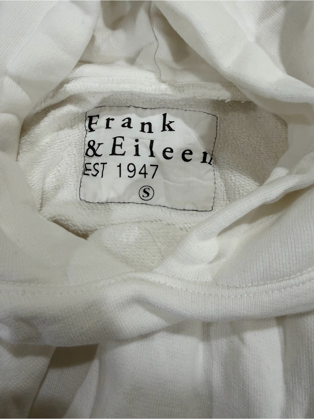 Frank & Eileen White Hoodie with Logo Patch